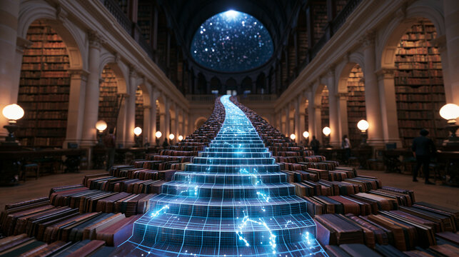 Digital Knowledge Path Through Ancient Library Architecture