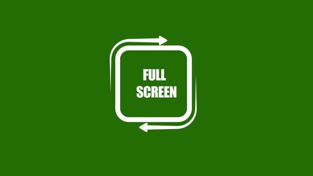Animated white full screen icon with rotating arrows on green background for display mode orientation screen switch and design.Animation on a Stock Video