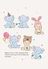Fototapeta premium Birthday card baby shower baby boy cute vector editable