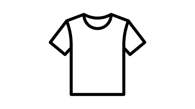 Minimalist black line art icon of a basic t-shirt with t shirt clothing minimalist template
