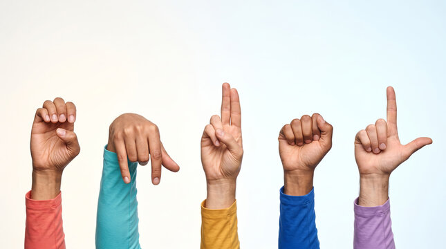 Hands Forming Equal in Sign Language for International Day of the Deaf Awareness Concept