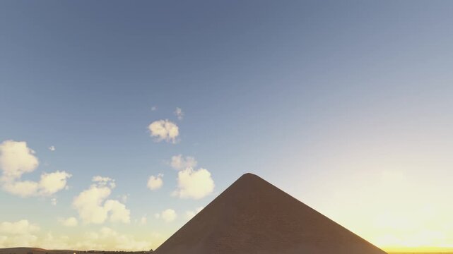 Circular aerial view of the Red and White Pyramids of Giza in Al Giza Desert. Egypt
