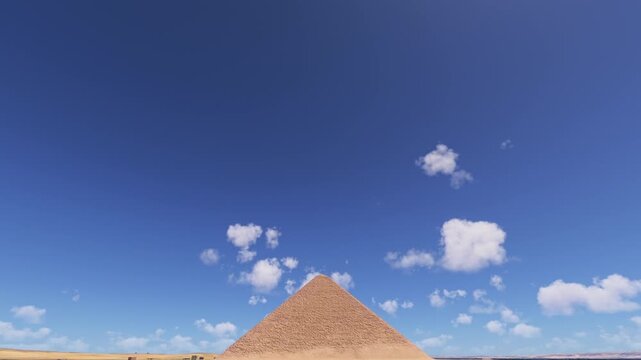 Drone aerial view of the Red Pyramid of Giza in Al Giza Desert. Egypt