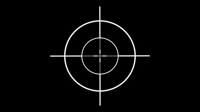 Crosshair Target Reticle Icon Loop Animation on Black Background