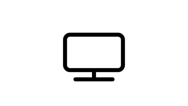 Blue Computer Monitor Icon Loop Animation on White Background
