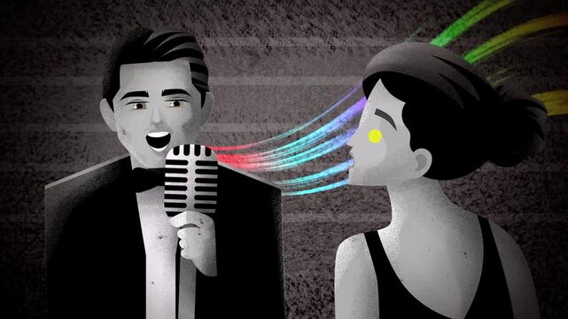 woman experiencing synesthesia as music transforms into vivid colors