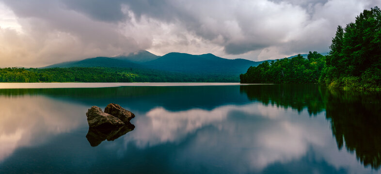 Vermont summer mountain lake landscape