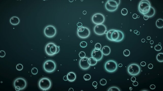 Underwater air bubbles rising through deep blue water abstract motion background seamless loop in calm teal tones