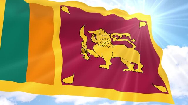 Sri Lanka Flag Seamless Loop 4k 60fps on Sky Background
