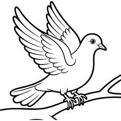 Fototapeta premium Dove Bird With Spread Wings And Detailed Feather Pattern Isolated on a Transparent or White Background