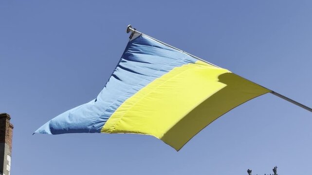 Ukraine flag flying in the sky