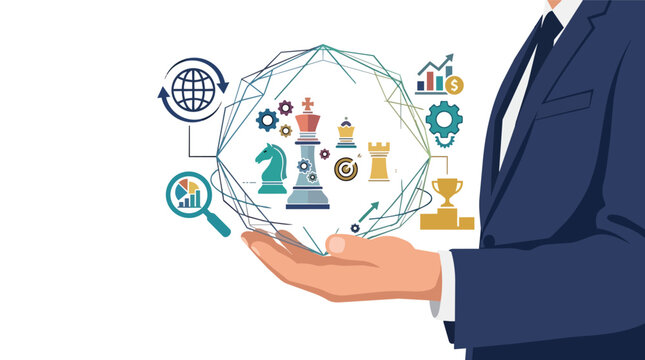 Corporate strategy leadership and global decision making flat vector illustration for professional management consulting