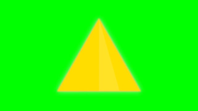 Bright yellow triangle on a solid green background.