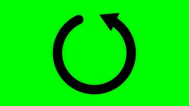 Black circular arrow icon on bright green background.