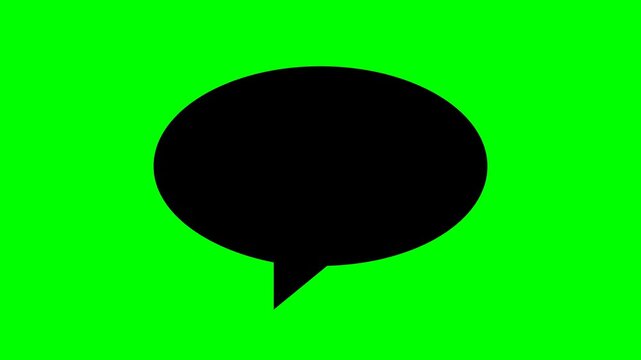 Black speech bubble icon on bright green background.