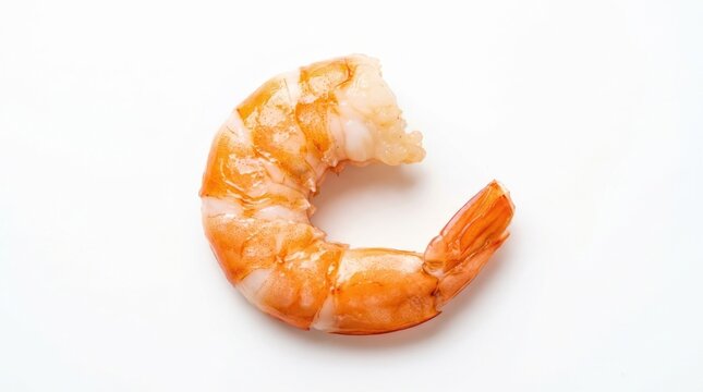Cooked peeled shrimp isolated on white background