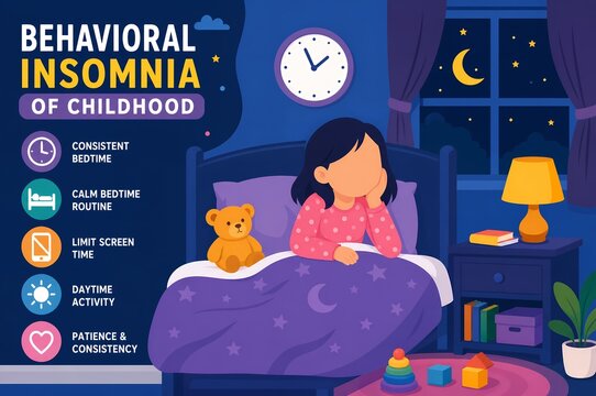 Behavioral Insomnia of Childhood Infographic with Tips for Better Kids Sleep Routine