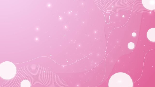 Pastel rose shapes drift behind fine white curves and glowing dots, forming a background with open text space. Gentle motion supports cosmetics, fashion, baby themes, lifestyle reels, and invitations.