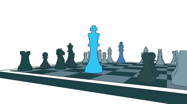 Chess king leadership strategy and competitive advantage vector illustration for corporate management branding