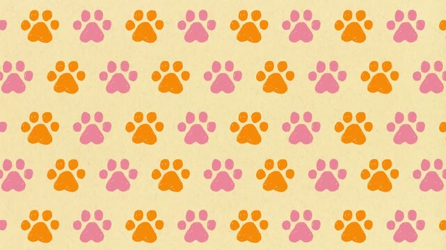 Pet dog cat paw prints pattern background