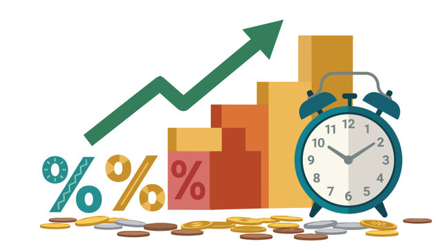 Compound interest growth and financial wealth accumulation vector illustration for investment banking