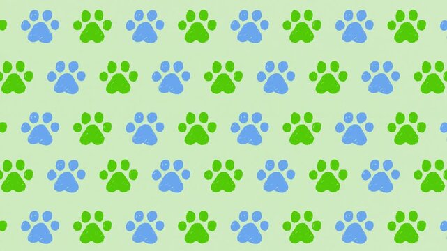 Pet dog cat paw prints pattern background