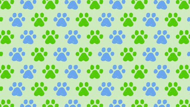 Pet dog cat paw prints pattern background