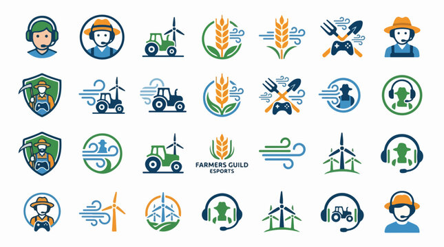 Diverse Collection of Farming and E-sports Gaming Logo Designs