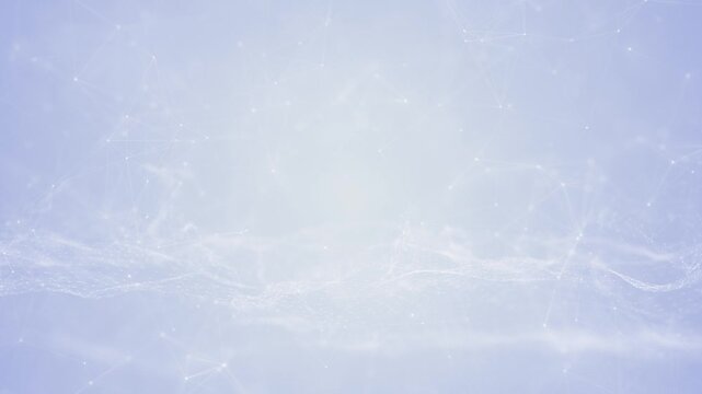 Soft blue gradients blend with delicate white nodes, finer connecting lines, and a flowing particle wave, creating a clean 19 background with generous copy space and a calm, modern atmosphere.