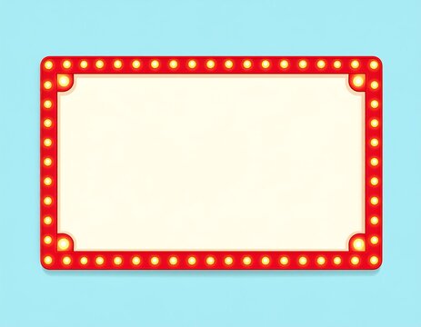 Bright Red Marquee Sign Glowing on Blue Background