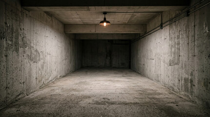 Fototapeta premium Empty Concrete Basement Room with Industrial Interior