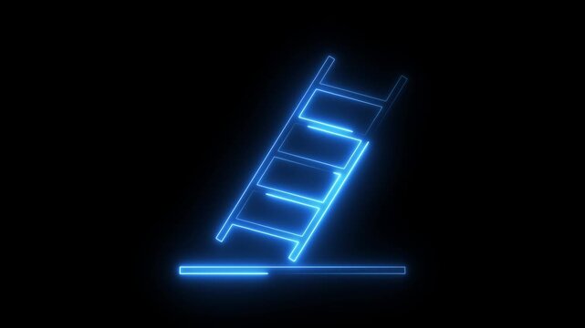 Neon ladder symbol isolated on black background motion graphic animation for tech design.