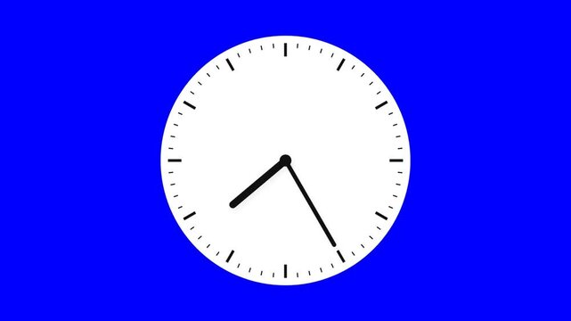 Analog clock face showing time on a bright blue background for business efficiency