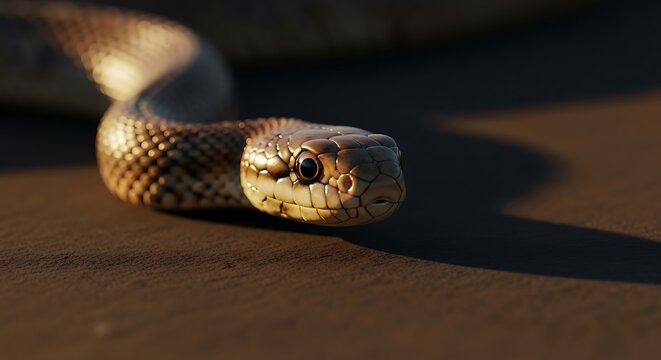 Close up head of a snake on sandy ground