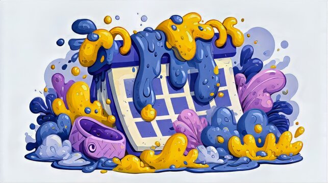 Vibrant colorful doodle pattern seamless abstract illustration background element