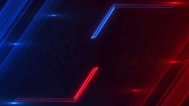Red and blue neon lines frame a dark dotted field, blending sharp angular paths, glowing edges, and vivid contrast into a modern 19 background for gaming, esports, streams, and digital titles.