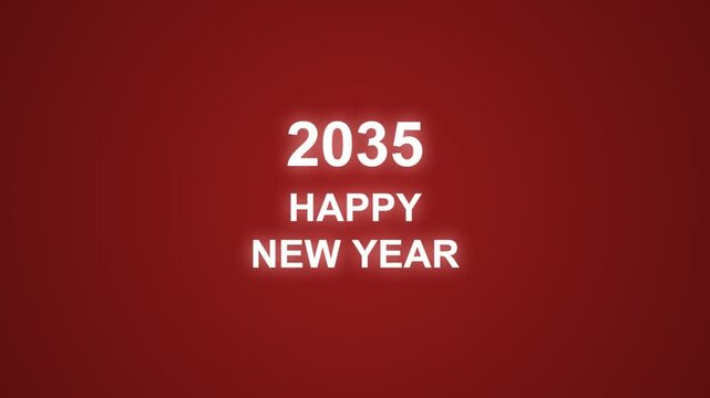 2035 happy new year neon text glowing animation