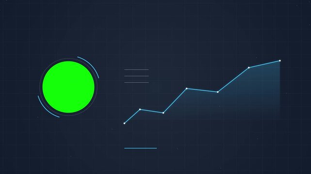Animated Data Visualization with Growing Line Graph and Green Screen Circle.