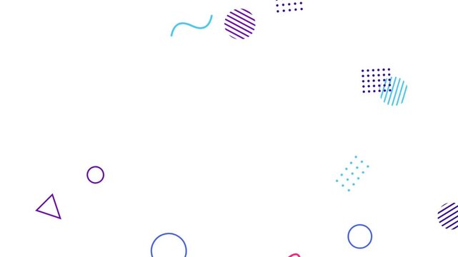 Memphis geometric shapes pattern motion background