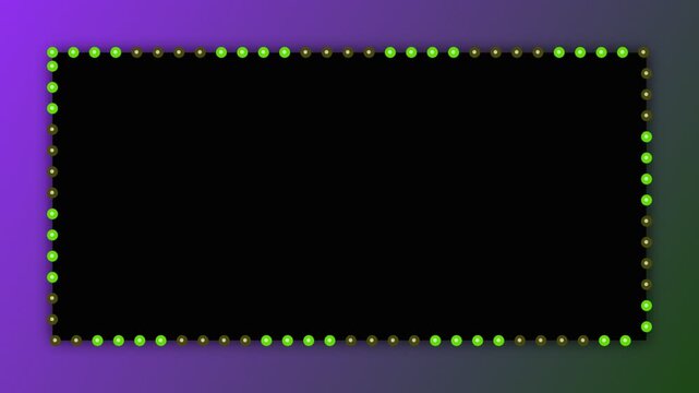 Neon glowing green light bulbs frame border design