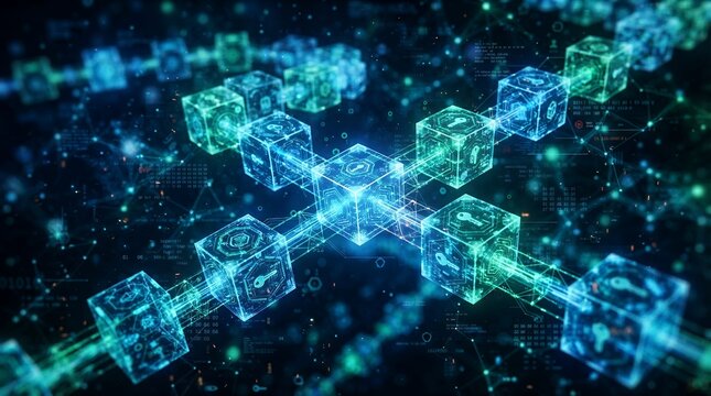 Digital Blockchain Network Technology Abstract Background.