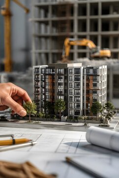 Urban Construction Project Architectural Miniature Model with Hand Design