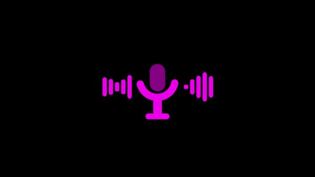 Audio microphone icon animation. radio wave and voice recording podcast mic microphone button icon.