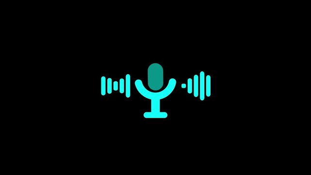 Audio microphone icon animation. radio wave and voice recording podcast mic microphone button icon.