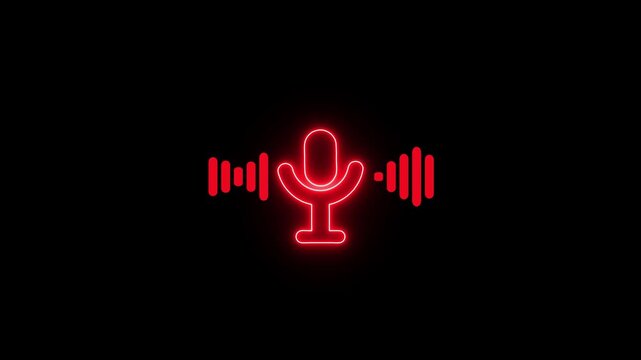 Audio microphone icon animation. radio wave and voice recording podcast mic microphone button icon.