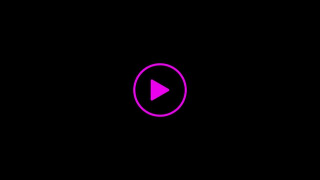 play icon, video play icon for website and mobile design animation on black background. glowing play button animation. Press to play.