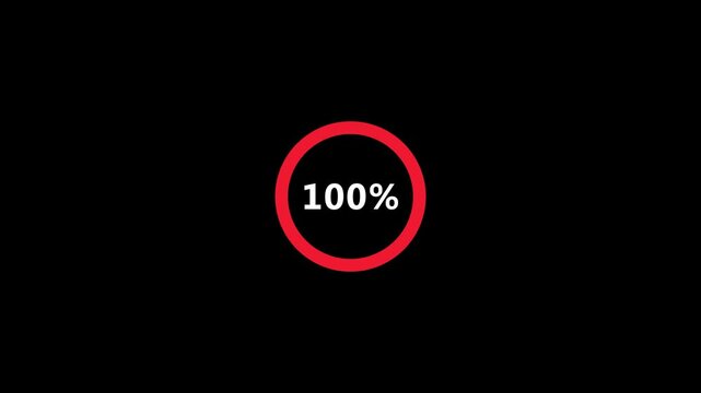 Science Loading white Circle Ring on black background. 100 in the loading ring. Loading Transfer Download Animation from zero to one hundred percent. Circle percentage.