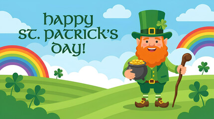 Fototapeta premium Leprechaun with pot of gold for St. Patrick's Day.