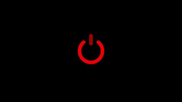 Glowing power button icon isolated on transparent background for start or shut down control minimalist style.
