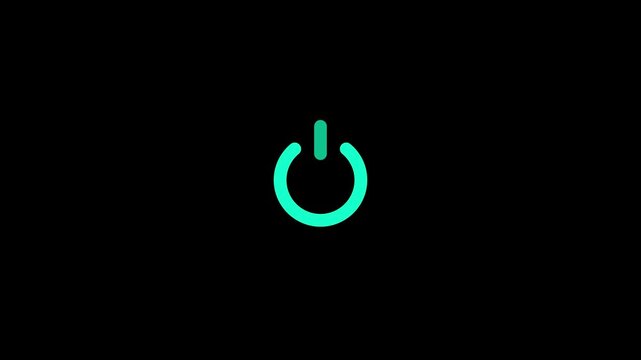 Glowing power button icon isolated on transparent background for start or shut down control minimalist style.